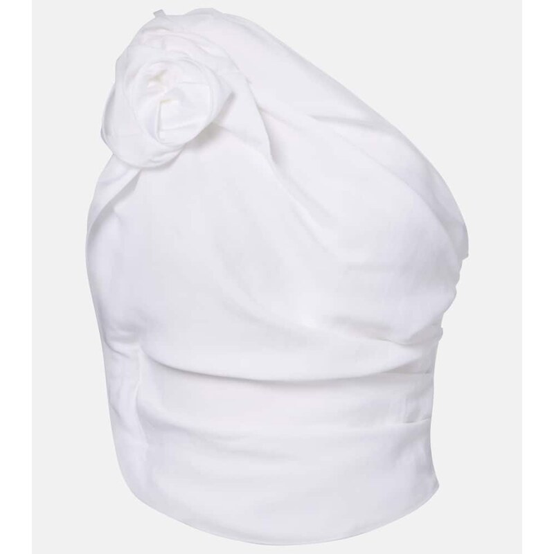 Magda Butrym Floral-appliquà draped one-shoulder top 68044422