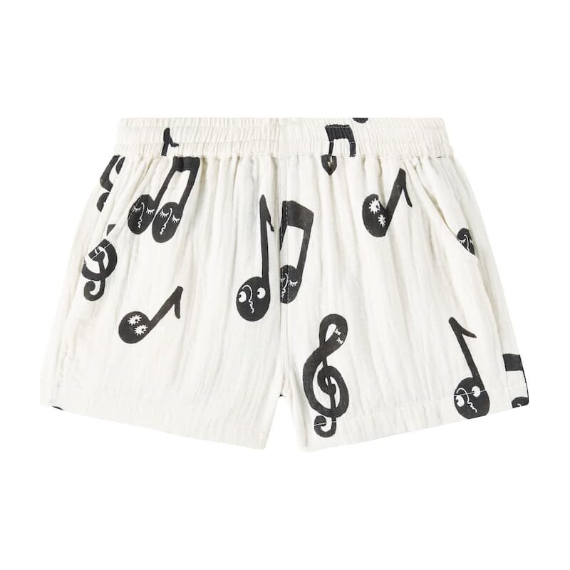 Mini Rodini Note cotton muslin shorts 68390687