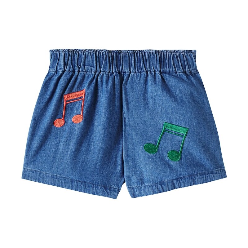 Mini Rodini Note embroidered denim shorts 68013593