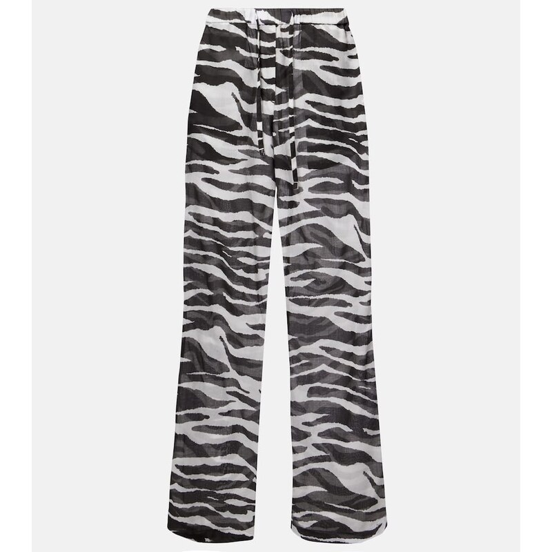 The Attico Zebra-print cotton muslin wide-leg pants 68321487