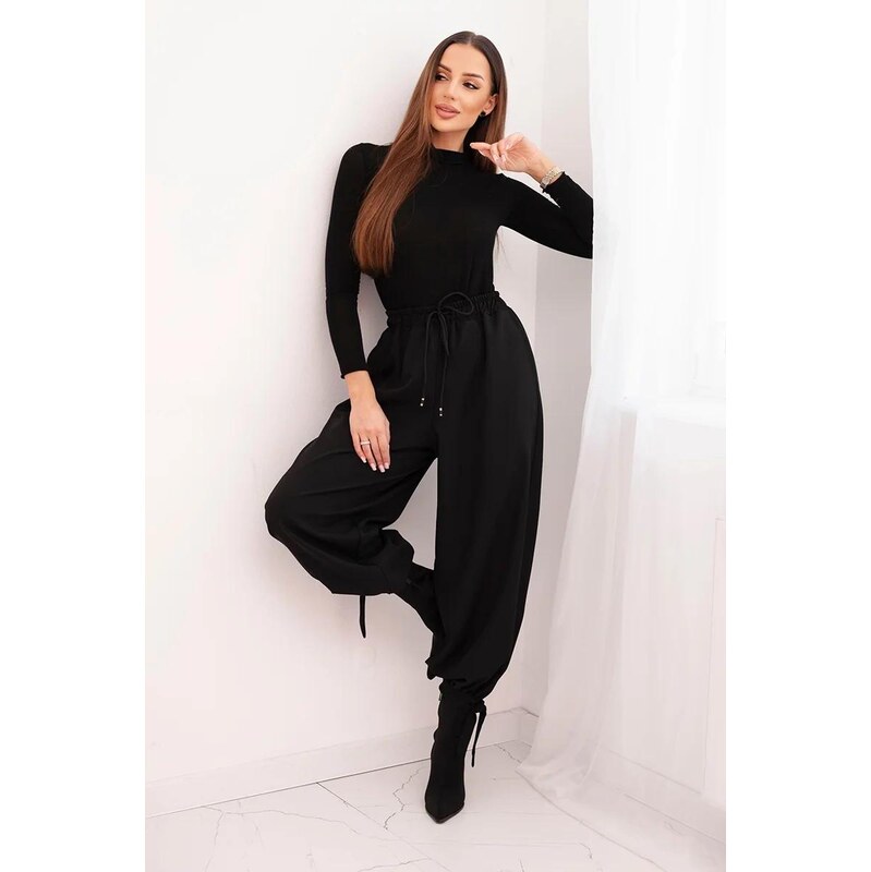 MladaModa Nohavice so širokým strihom a viazaním dole model 90495 67597520