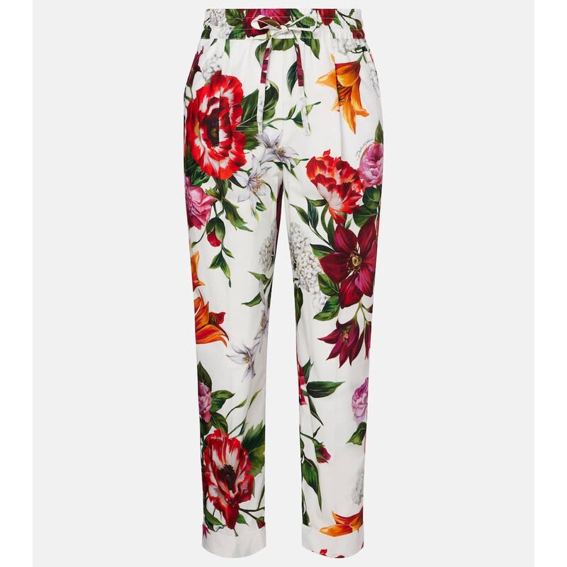 Dolce&Gabbana Floral high-rise cotton straight pants 68025193