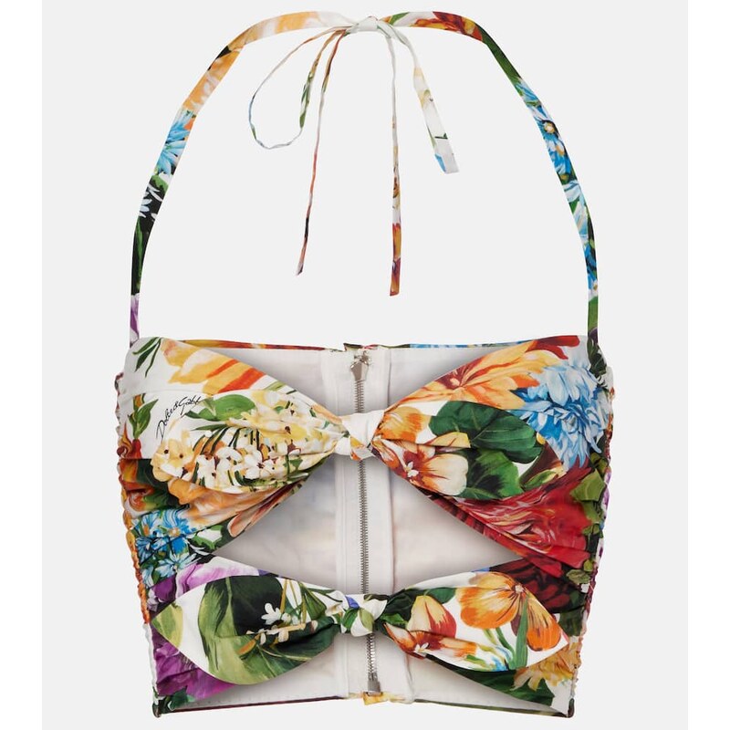 Dolce&Gabbana Cutout floral cotton crop top 67943263