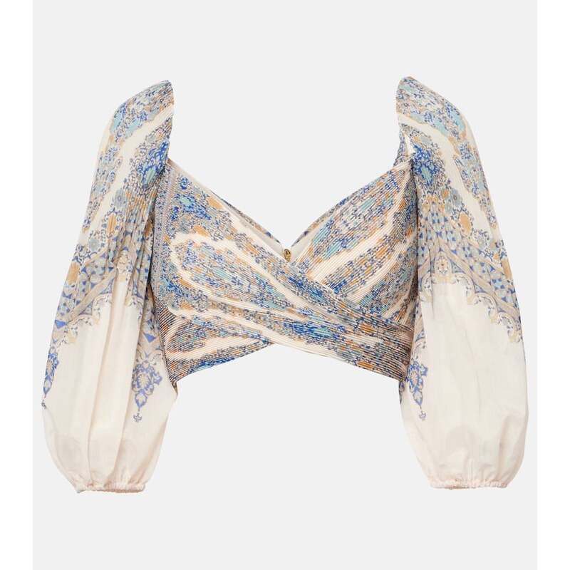 Zimmermann Paisley puff-sleeve crop top 68023808