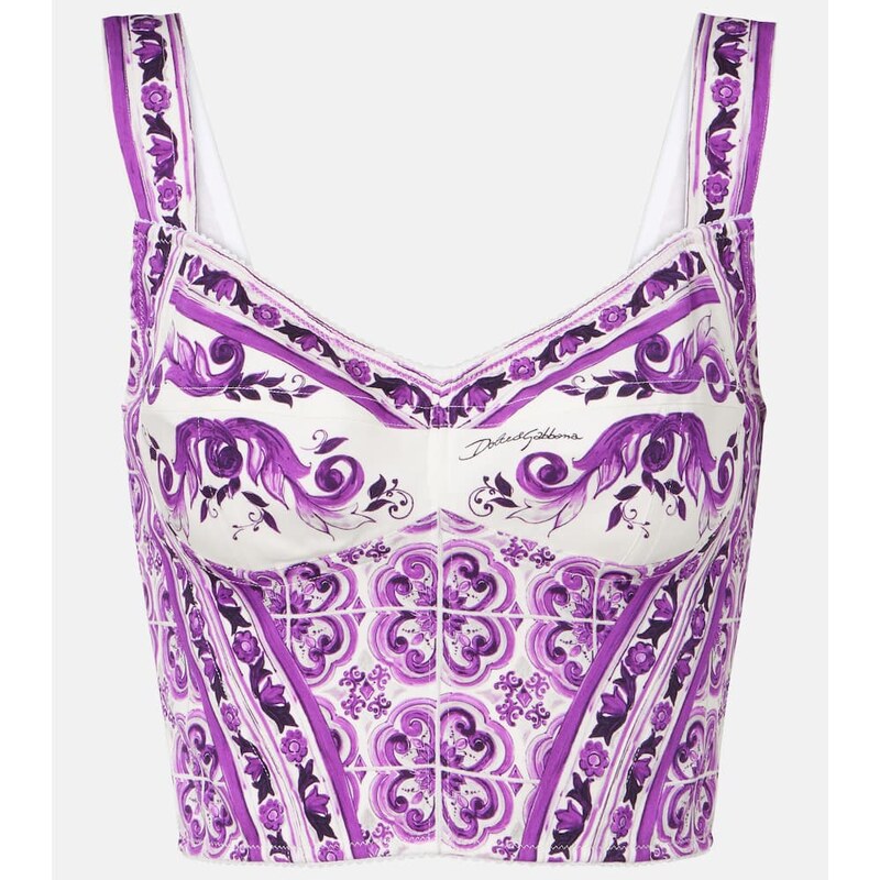 Dolce&Gabbana Majolica silk-blend bustier top 68025184