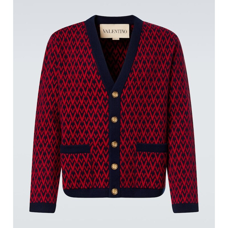 Valentino Toute La V virgin wool jacquard cardigan 68191895
