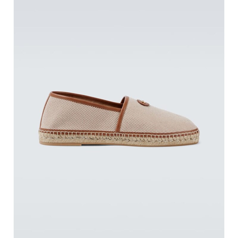 Valentino Garavani VLogo leather-trimmed canvas espadrilles 67993587