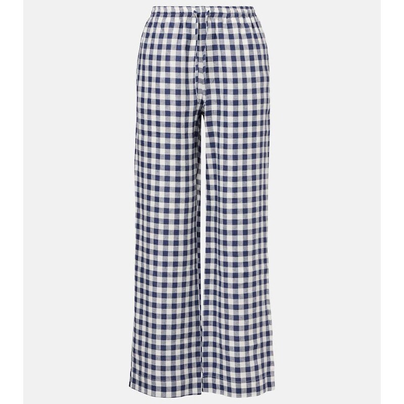 Asceno Aurelia gingham linen wide-leg pants 68233369