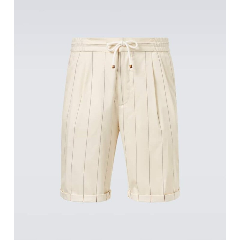 Brunello Cucinelli Striped wool and cotton Bermuda shorts 67941829