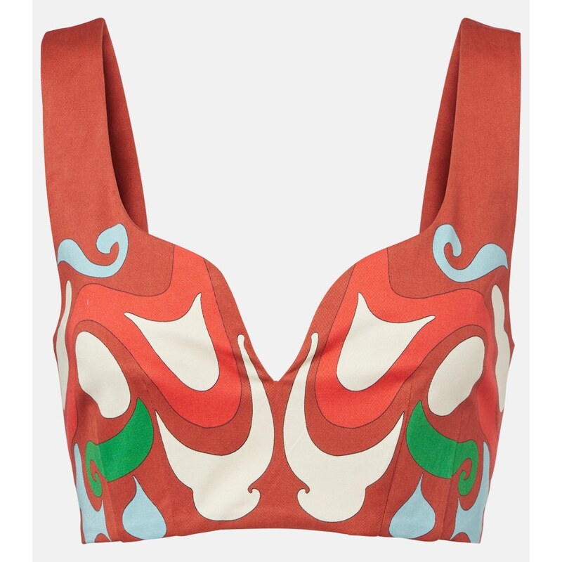 La DoubleJ Baia printed cotton-blend crop top 67973821