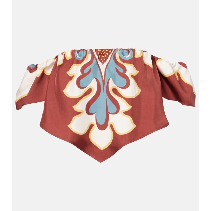 La DoubleJ Sand Dollar off-shoulder silk top 68240950