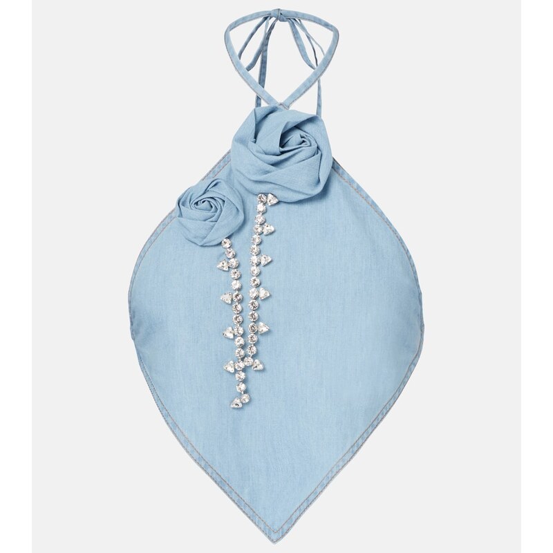 Area Embellished floral-appliquà cotton top 67952814