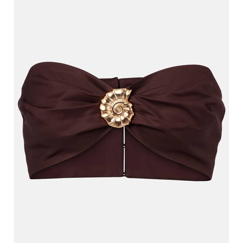 Adriana Degreas Embellished cotton-blend bandeau top 68274778