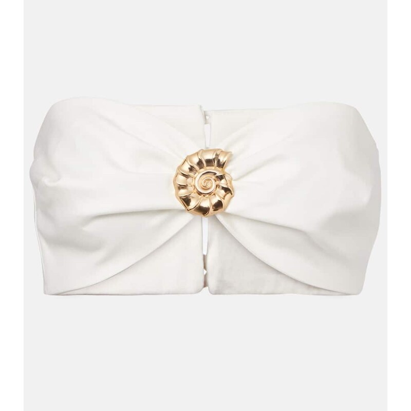 Adriana Degreas Embellished cotton-blend bandeau top 68282162