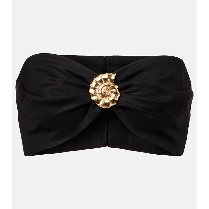 Adriana Degreas Embellished cotton-blend bandeau top 67973065