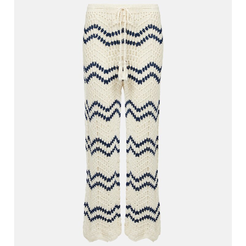 Anna Kosturova Nautical crochet cotton wide-leg pants 68269303