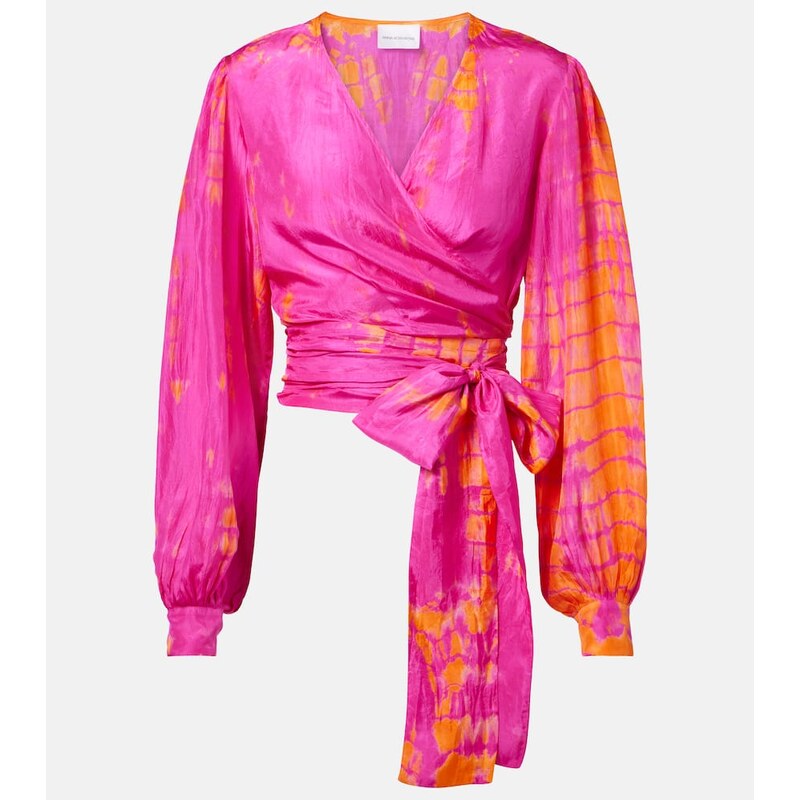 Anna Kosturova Tie-dye silk wrap top 68138774