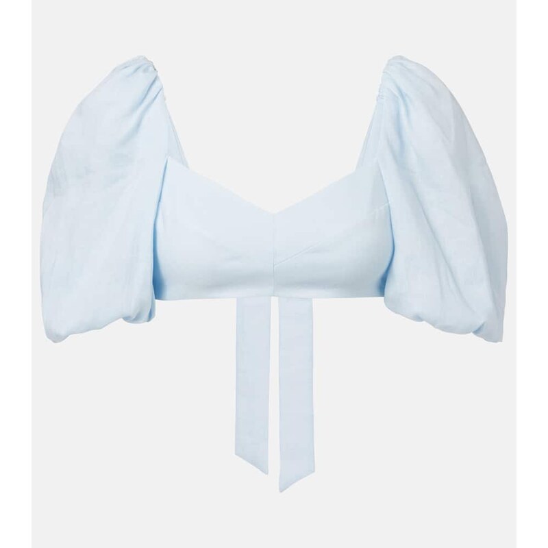 Zimmermann Rhiannon puff-sleeve linen crop top 67973469