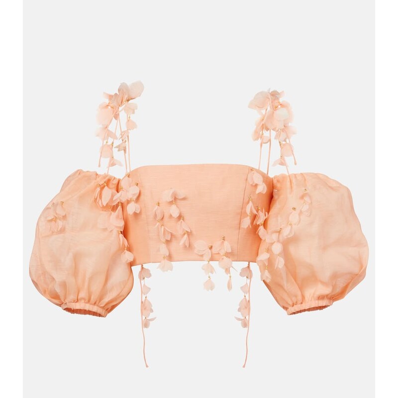 Zimmermann Dawning linen and silk crop top 68003838