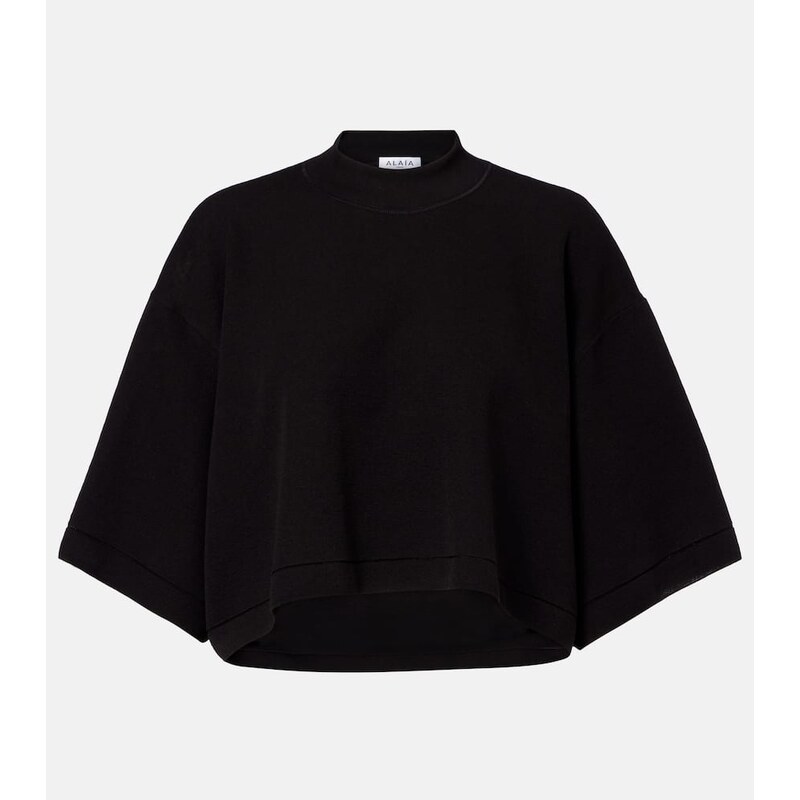 Alaia AlaÃ¯a Cropped cotton-blend T-shirt 68103907