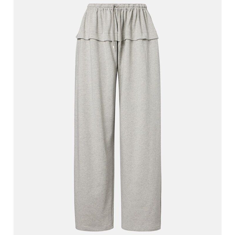 Alaia AlaÃ¯a Ruffled cotton-blend track pants 68336032