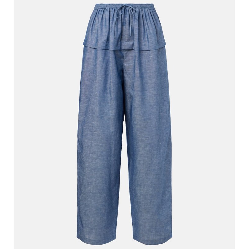 Alaia Alaïa Cotton and linen wide-leg pants 68200435
