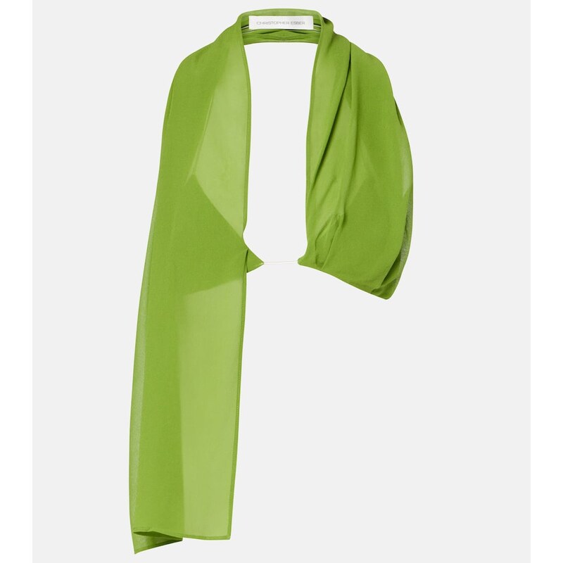 Christopher Esber Open-back silk georgette top 68003926