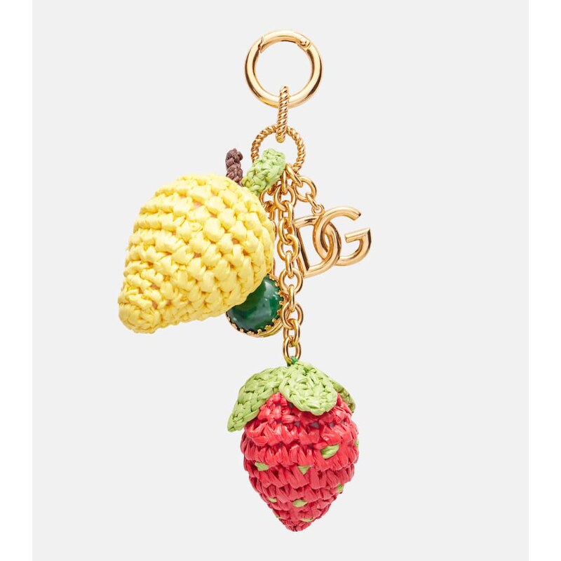 Dolce&Gabbana DG raffia-trimmed keychain 68147845