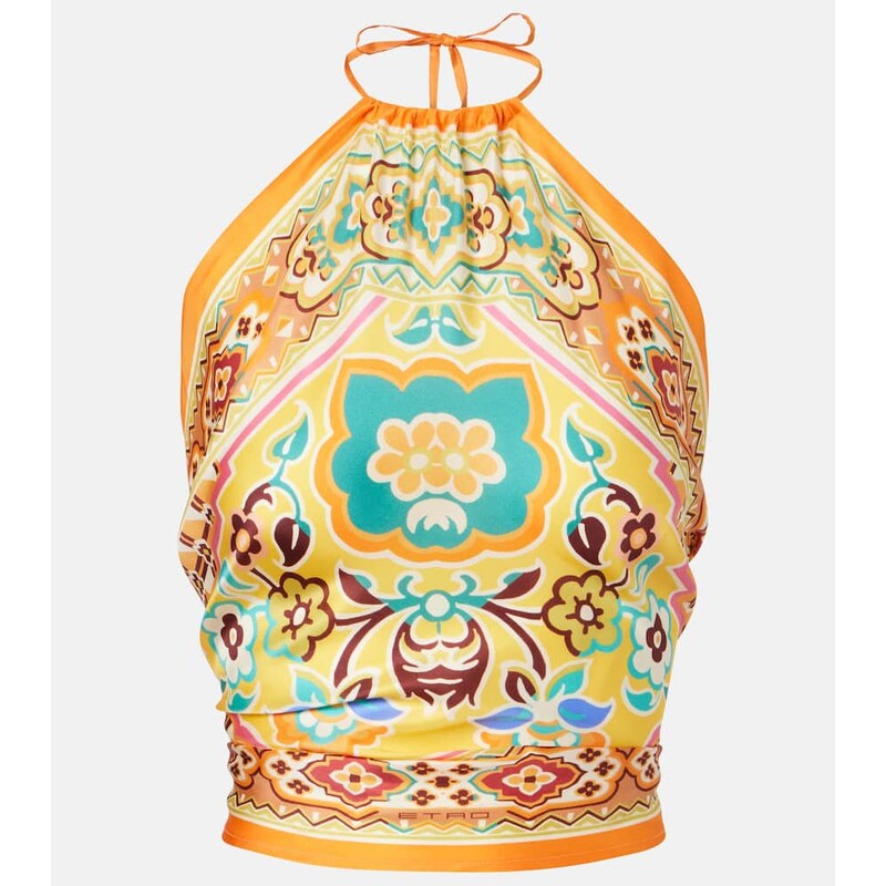 Etro Halterneck printed silk top 68141982