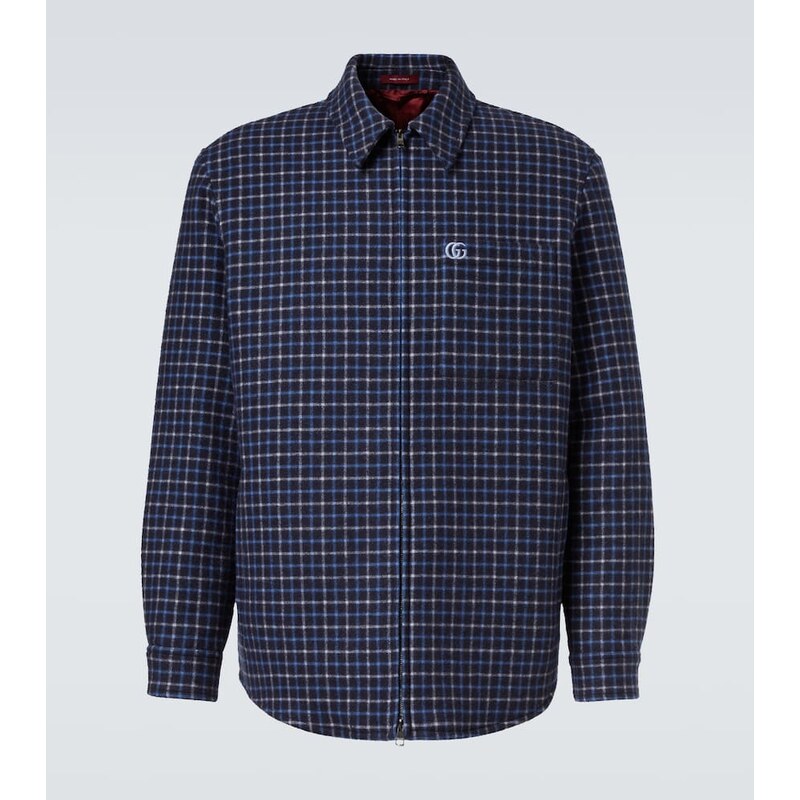 Gucci Double G plaid wool-blend overshirt 67993601