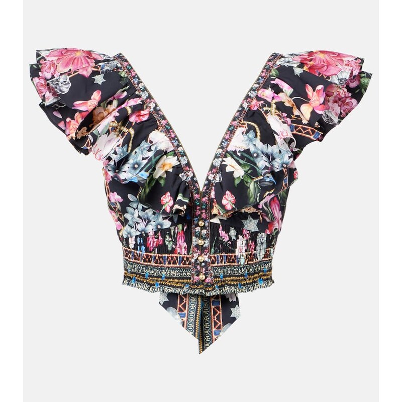 Camilla Crystal-embellished cotton crop top 67993360