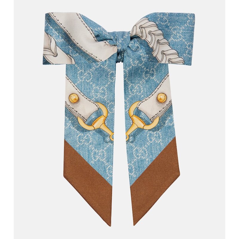 Gucci Horsebit printed silk twill scrunchie 68122381