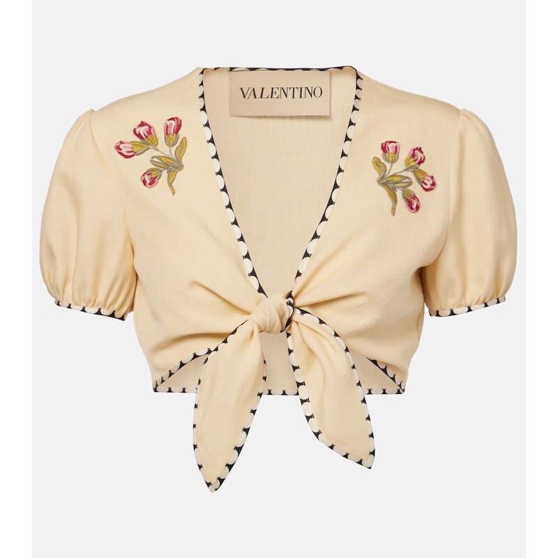 Valentino Plus De Pois embroidered crop top 67963708