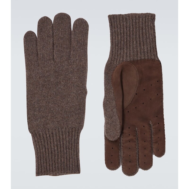 Brunello Cucinelli Cashmere and suede gloves 68015523