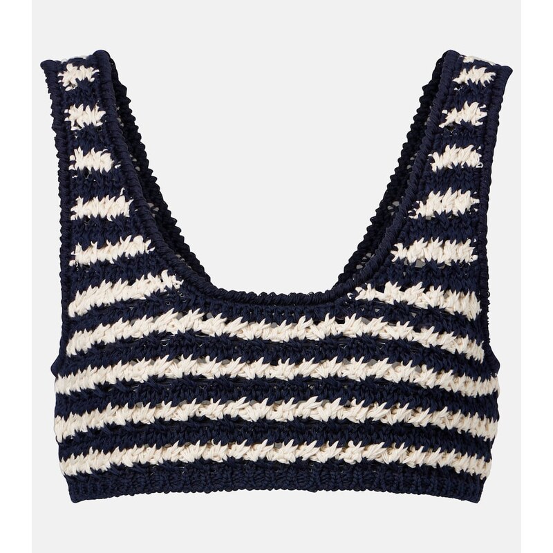 Prada Crochet striped cotton crop top 68003732
