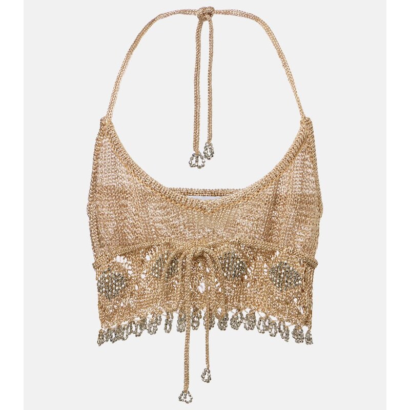 Rabanne Crochet embellished lamÃ crop top 67933681