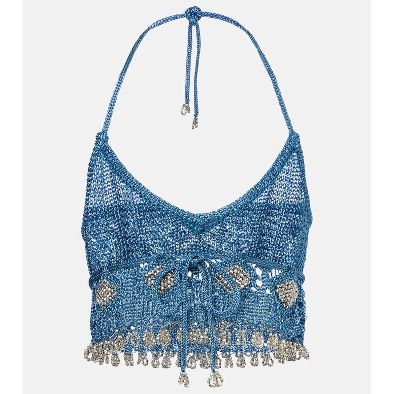 Rabanne Crochet embellished lamÃ crop top 68115138