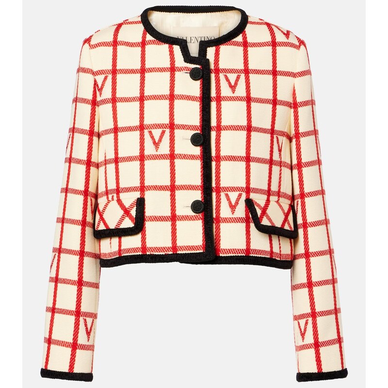 Valentino VLogo checked wool and cotton jacket 68024774