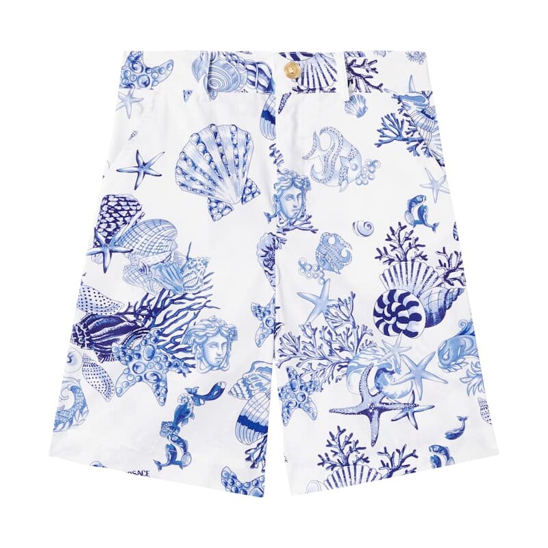 Versace Kids Coral Theatre cotton poplin shorts 68150718