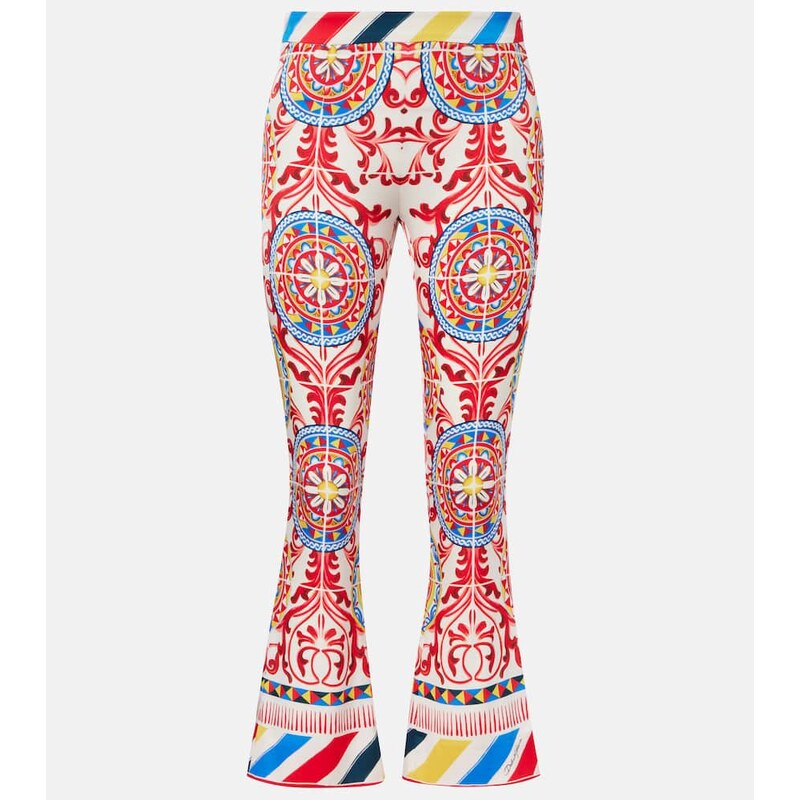 Dolce&Gabbana Cropped printed silk-blend flared pants 67973813
