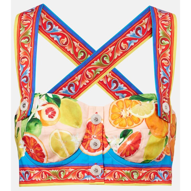 Dolce&Gabbana Taormina printed cotton bra top 68004564