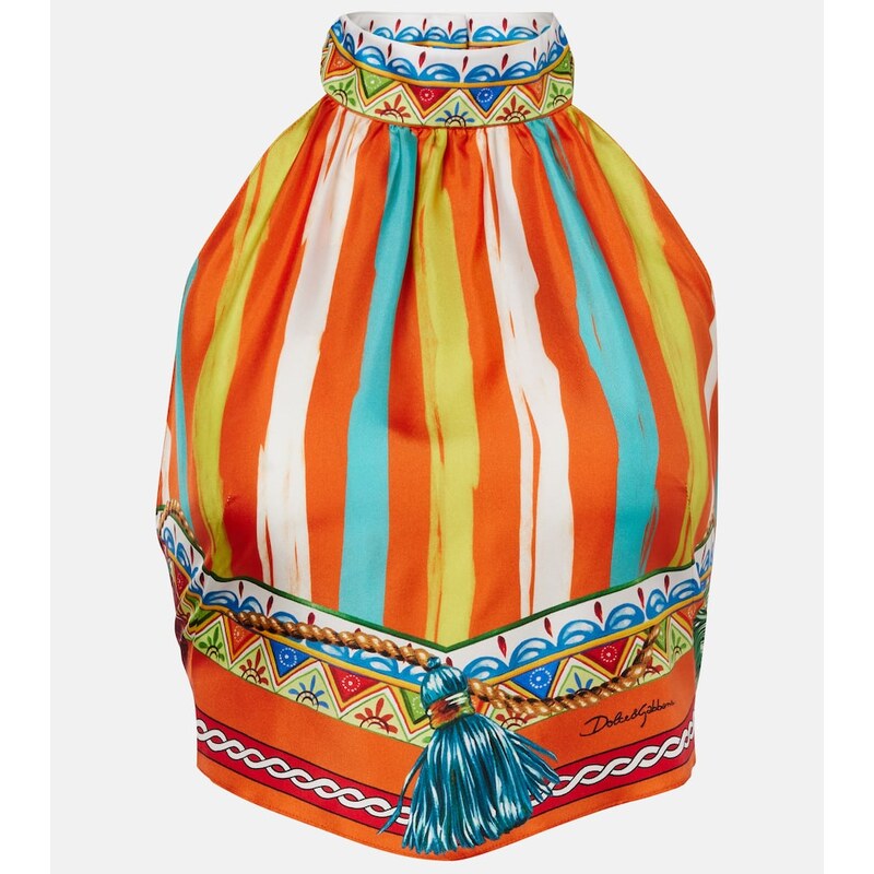 Dolce&Gabbana Striped halterneck silk top 68181201