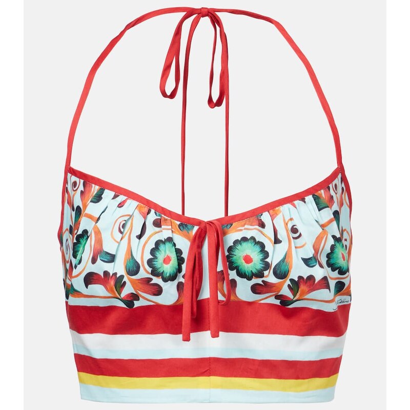 Dolce&Gabbana Printed halterneck cotton crop top 67943072