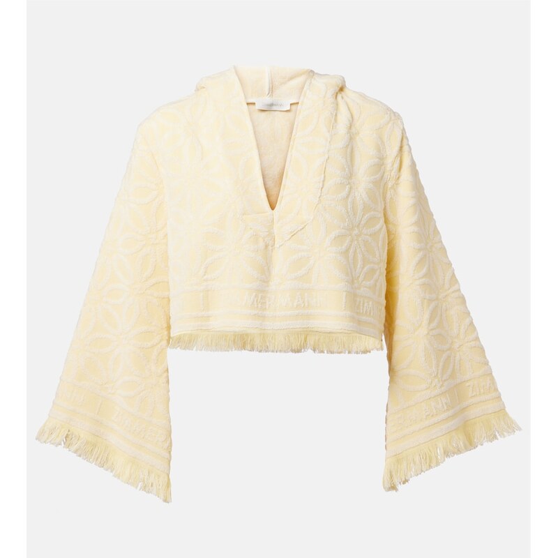 Zimmermann Coco hooded cotton terry crop top 68004616