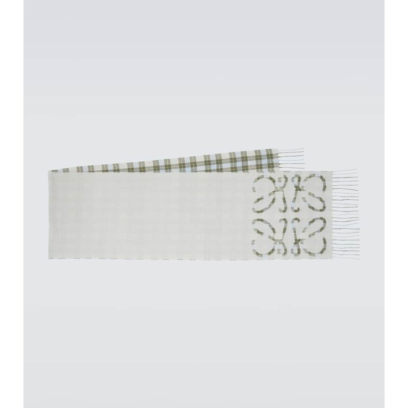 Loewe Anagram checked silk and cashmere scarf 68233489