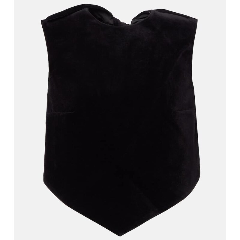 Patou Bow-detail cotton-blend velvet crop top 68135990