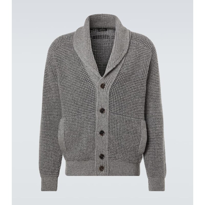 Zegna Waffle-knit cashmere and mohair cardigan 68269365