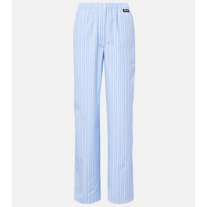 Miu Miu Striped cotton poplin wide-leg pants 67973543