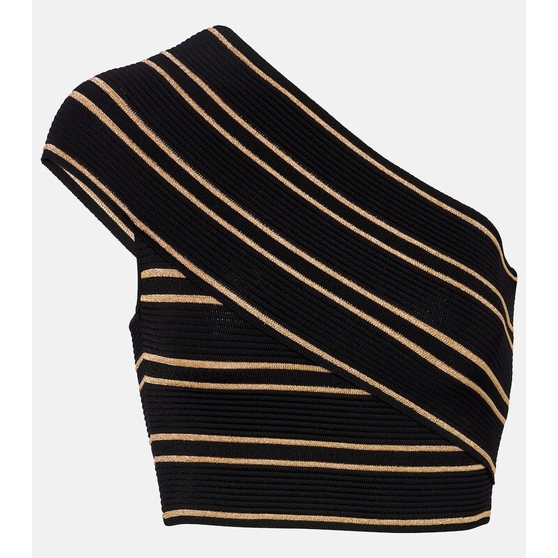 Balmain Striped one-shoulder crop top 67942838