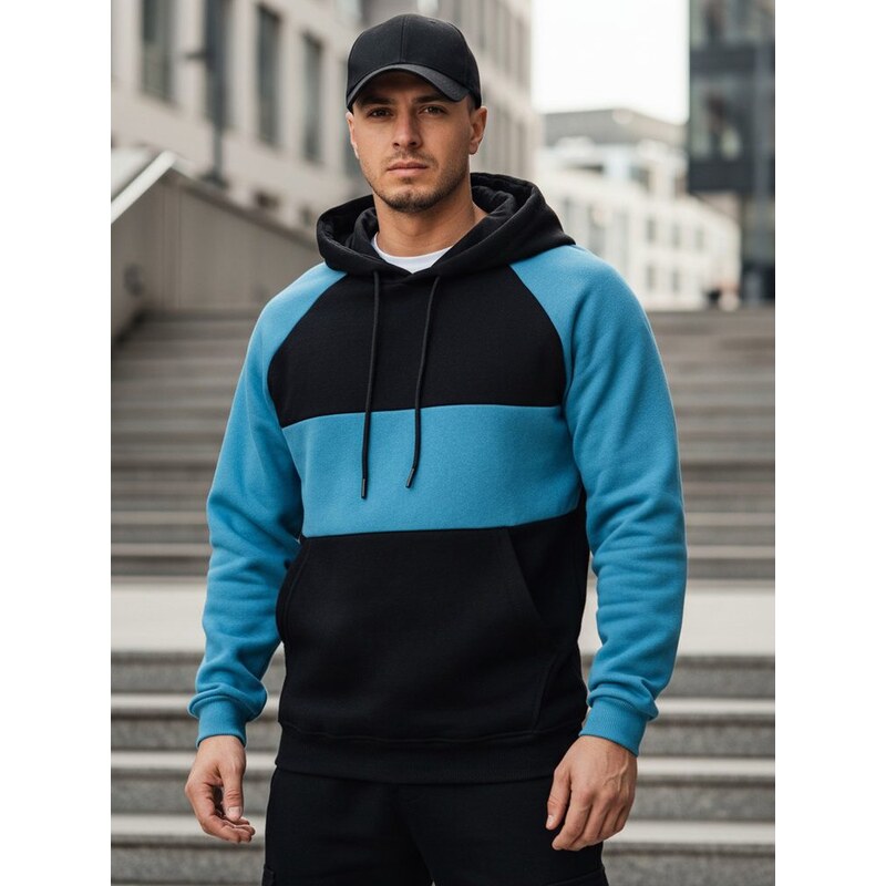 Dstreet Pánska modrá a čierna mikina s kapucňou 62700587